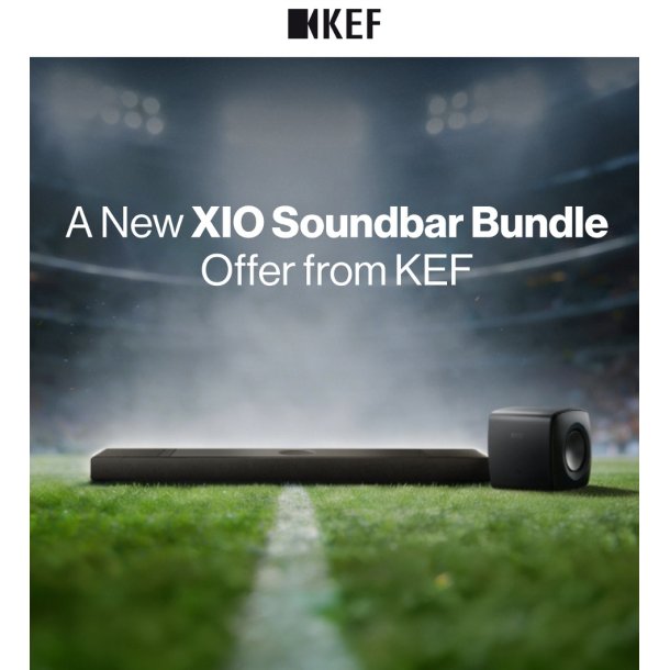 KEF pakke - XIO Soundbar + Kube 10 MIE + KW2 Wireless Adapter